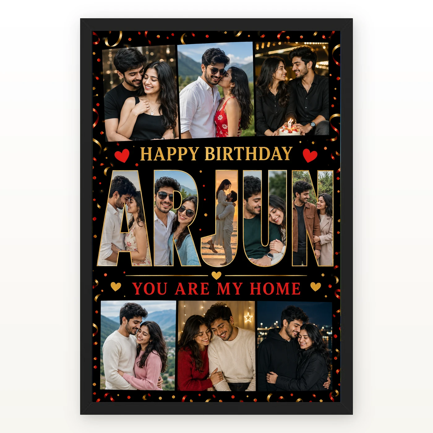 Personalized Name Mosaic Photo Grid Frame With Message