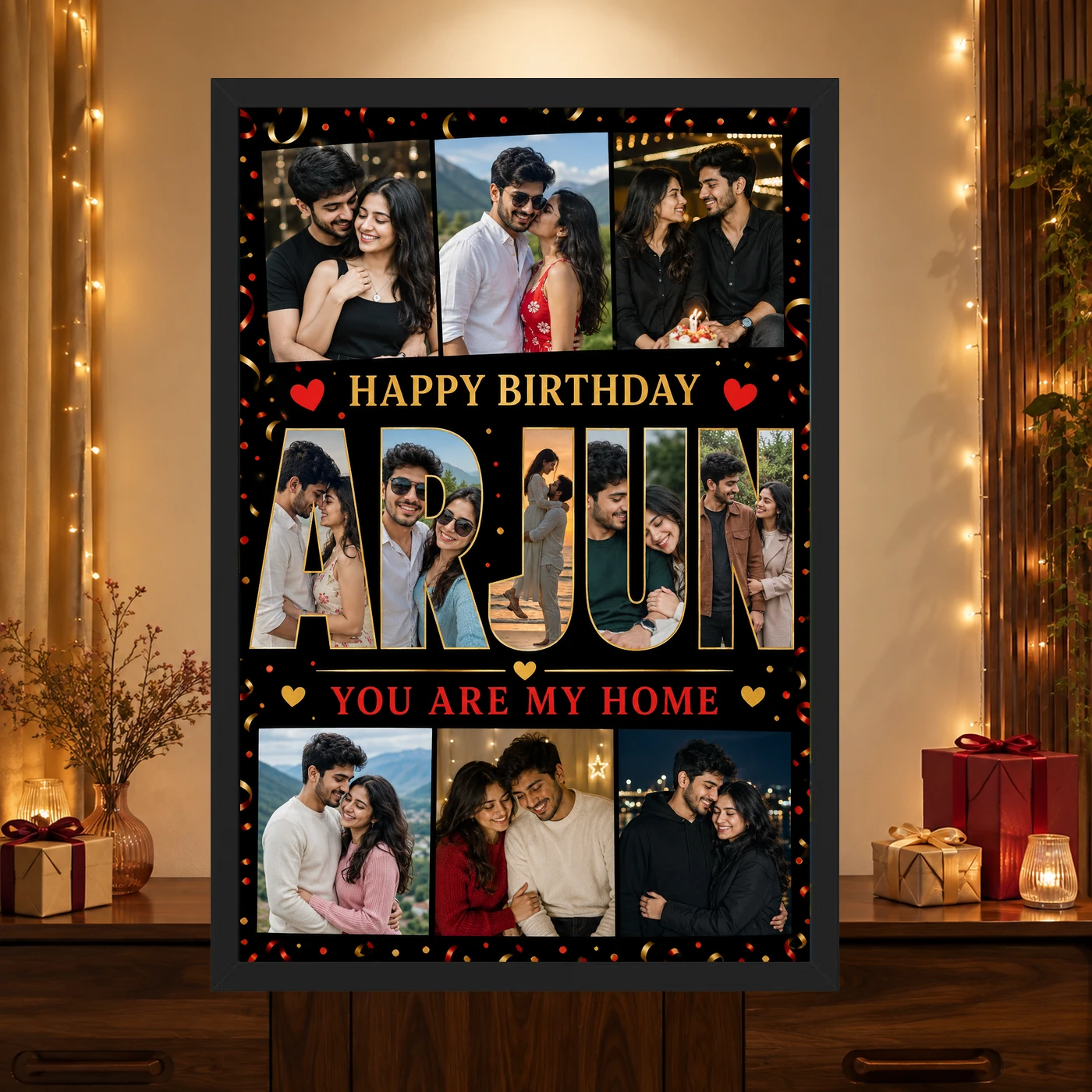 Personalized Name Mosaic Photo Grid Frame With Message, view 4