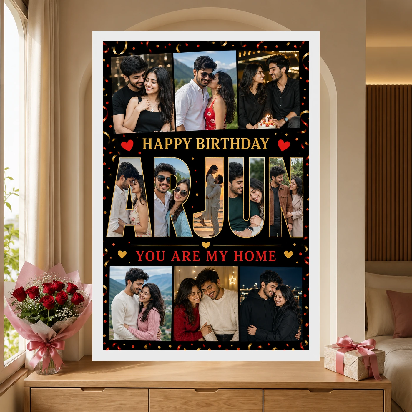 Personalized Name Mosaic Photo Grid Frame With Message, view 6