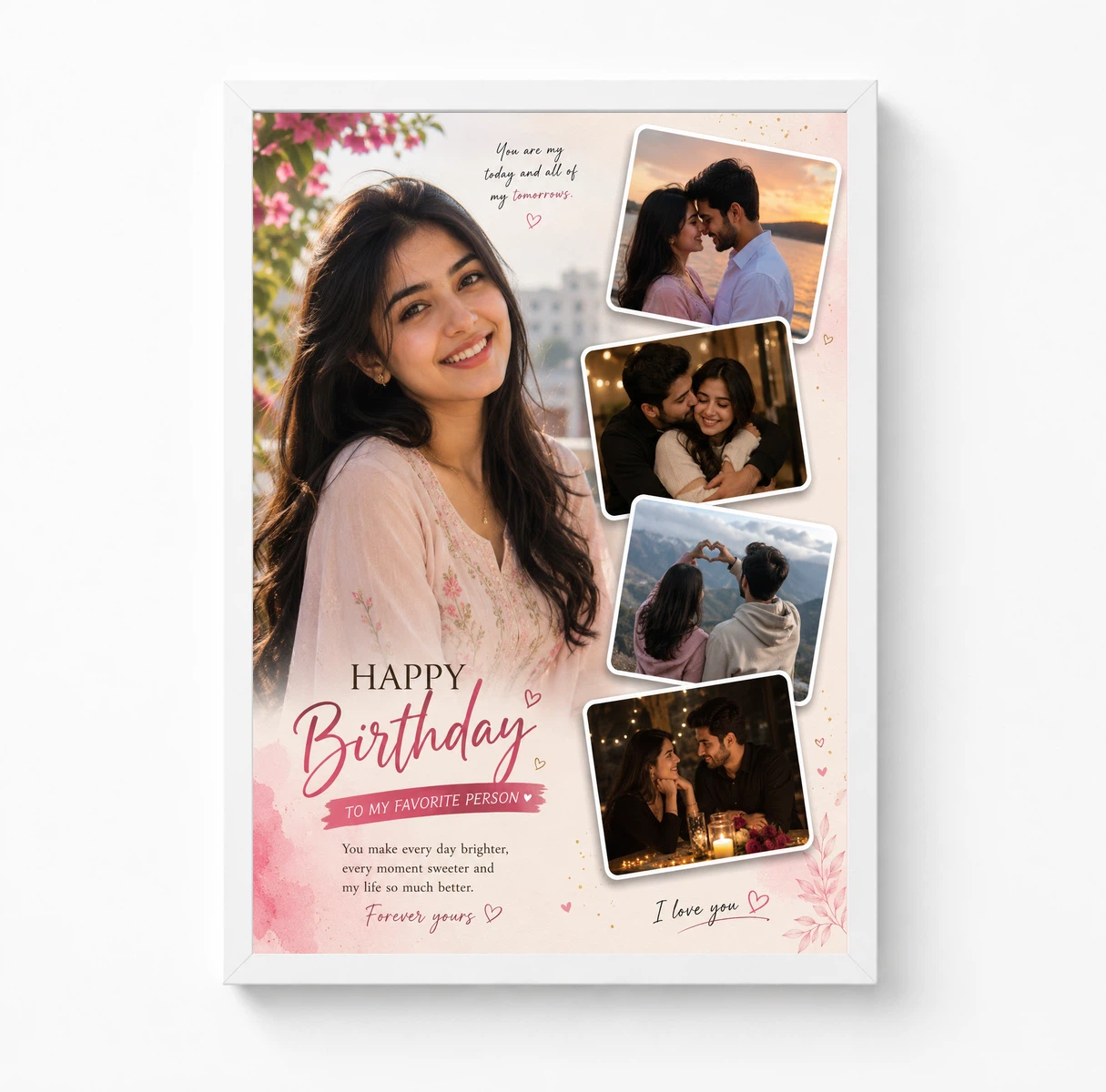 Personalized Wife Birthday Photo Frame Romantic Heart Design, view 3