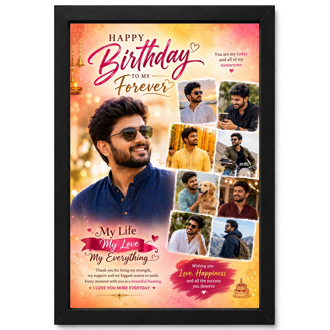 Photo Frame Gift for Boyfriend Birthday My Love Design, view 12