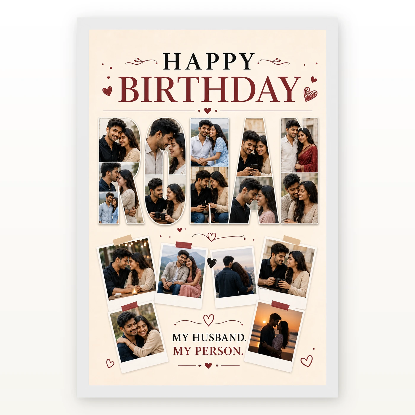 Photo Frame Gift for Husband Birthday Customised Name, view 2