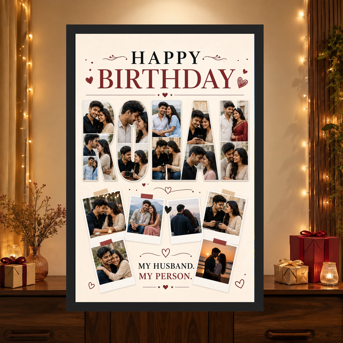 Photo Frame Gift for Husband Birthday Customised Name, view 4