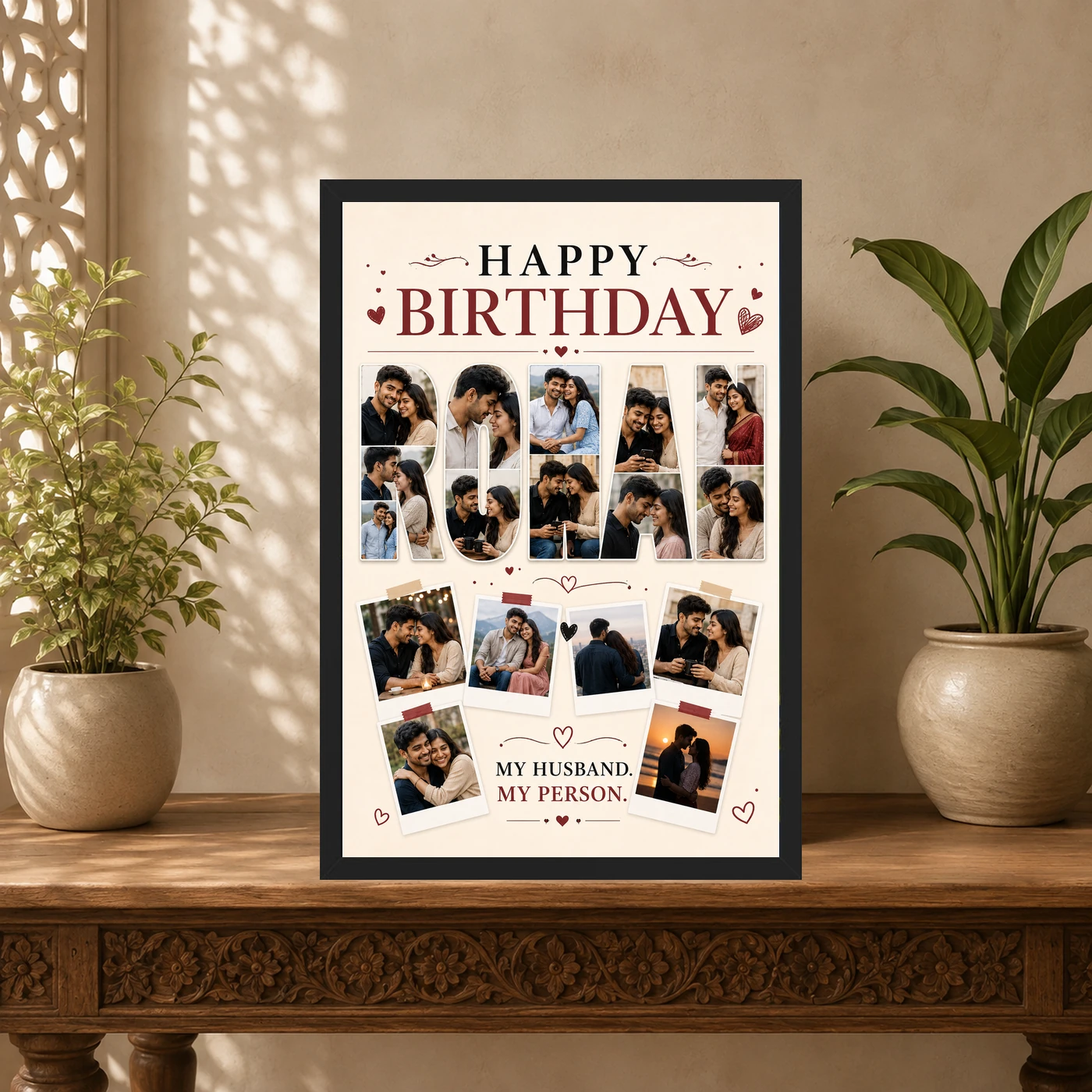 Photo Frame Gift for Husband Birthday Customised Name, view 5