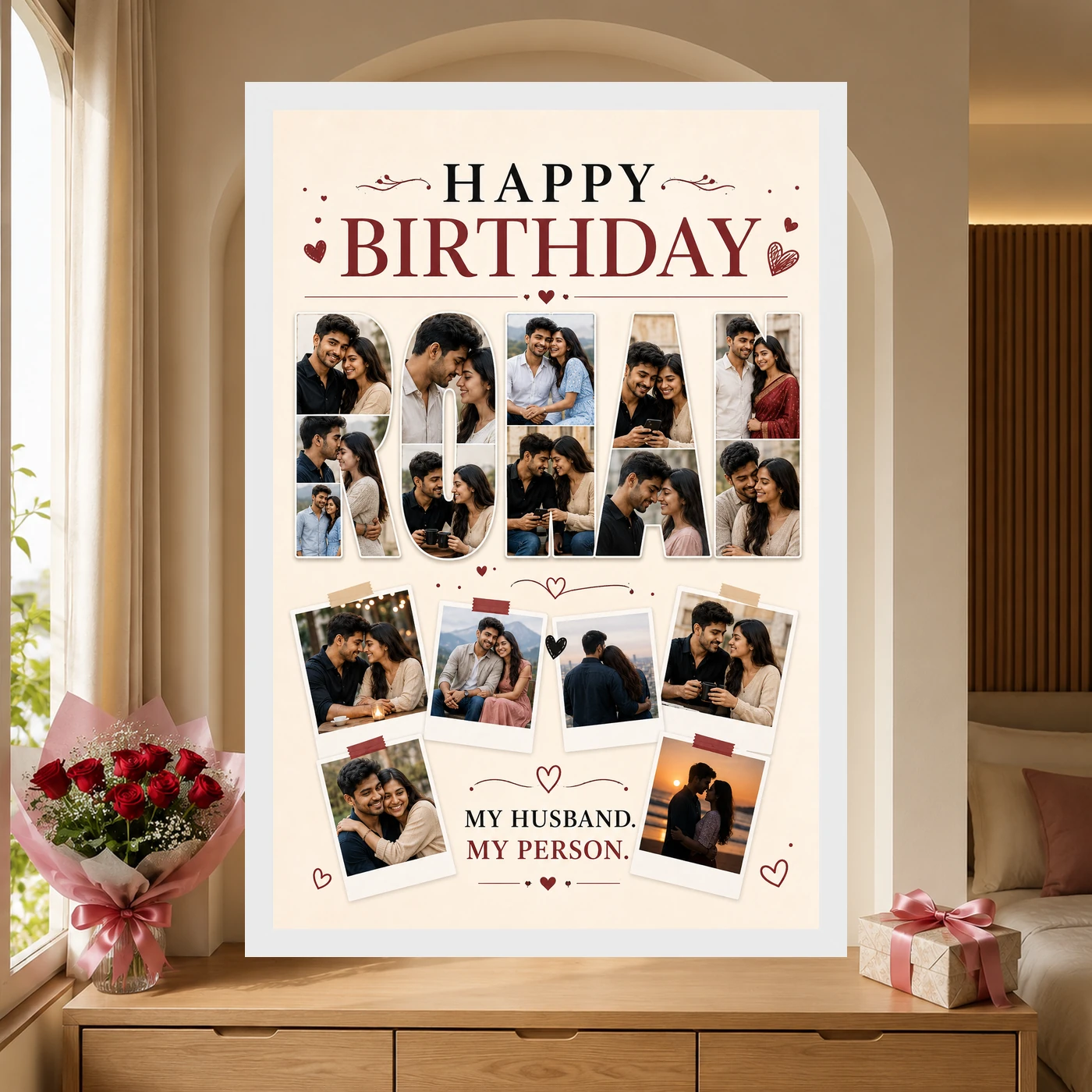 Photo Frame Gift for Husband Birthday Customised Name, view 6