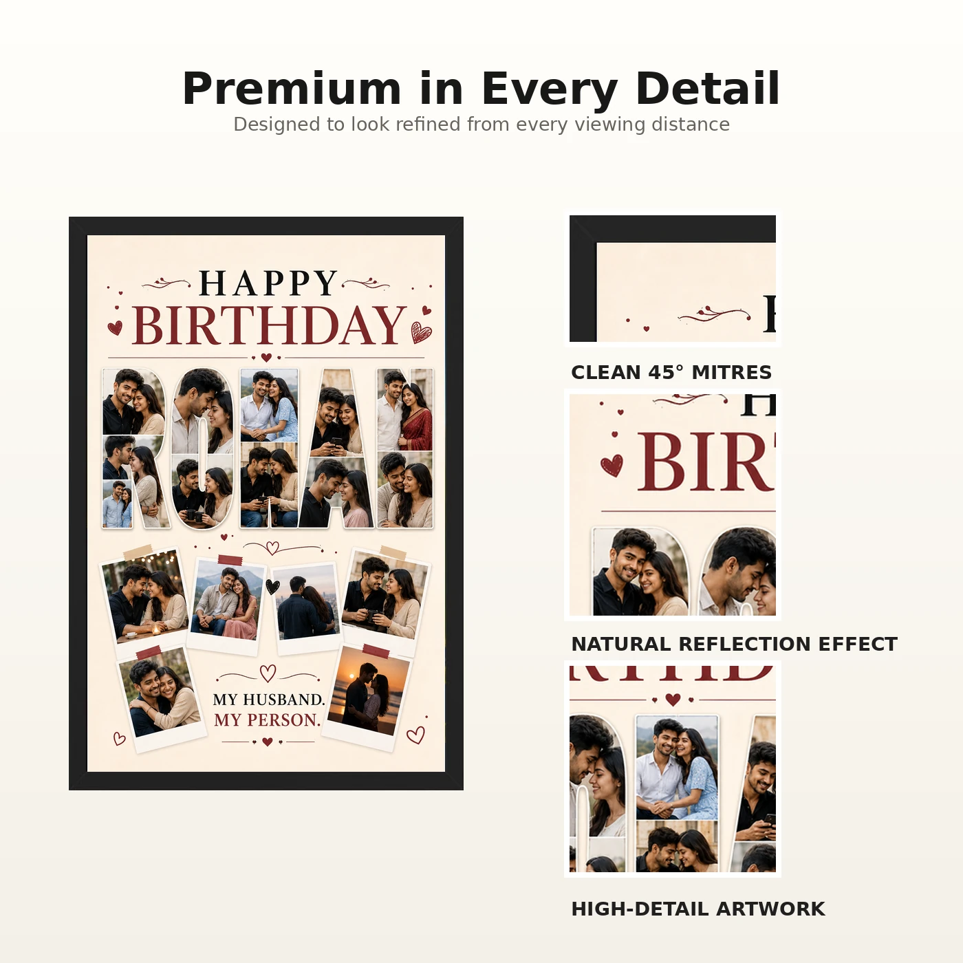 Photo Frame Gift for Husband Birthday Customised Name, view 9