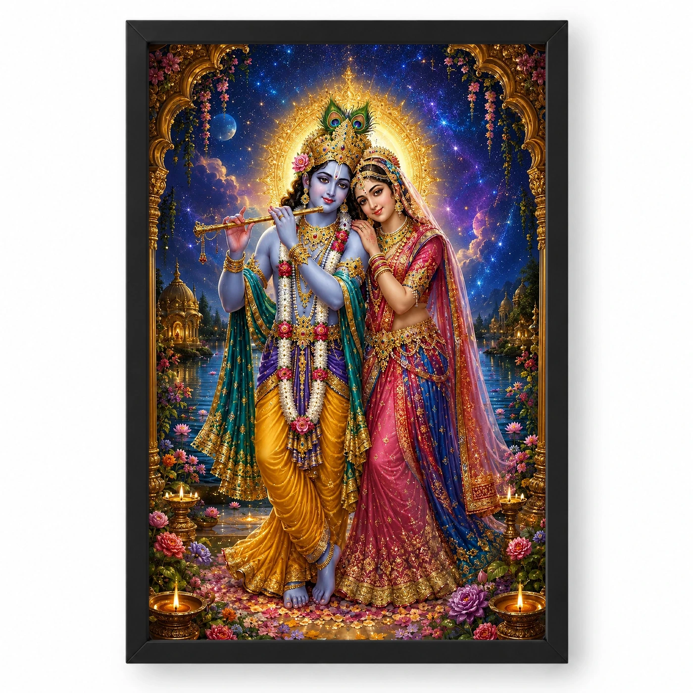 Radha Krishna Cosmic Celestial Aura Photo Frame