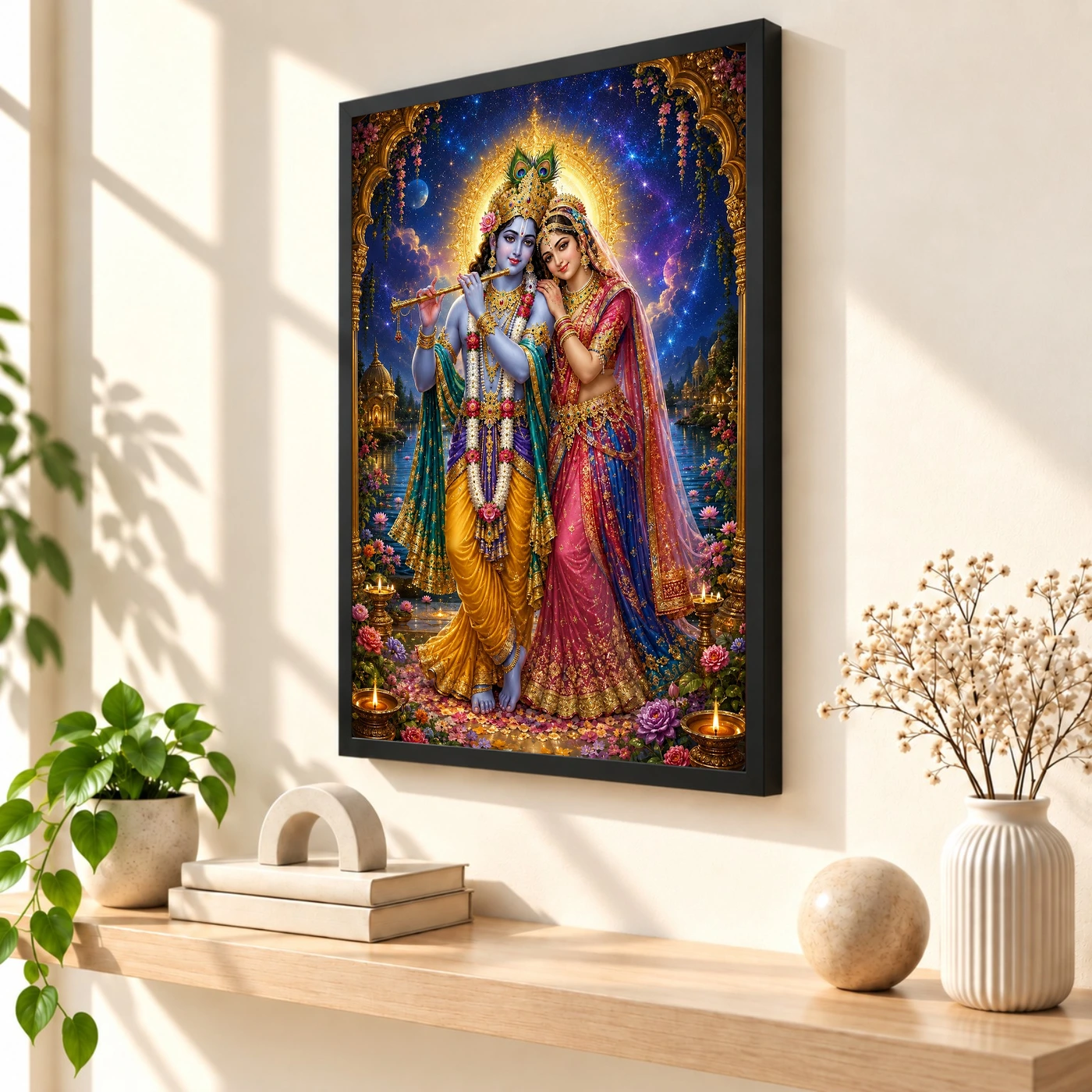 Radha Krishna Cosmic Celestial Aura Photo Frame, view 2
