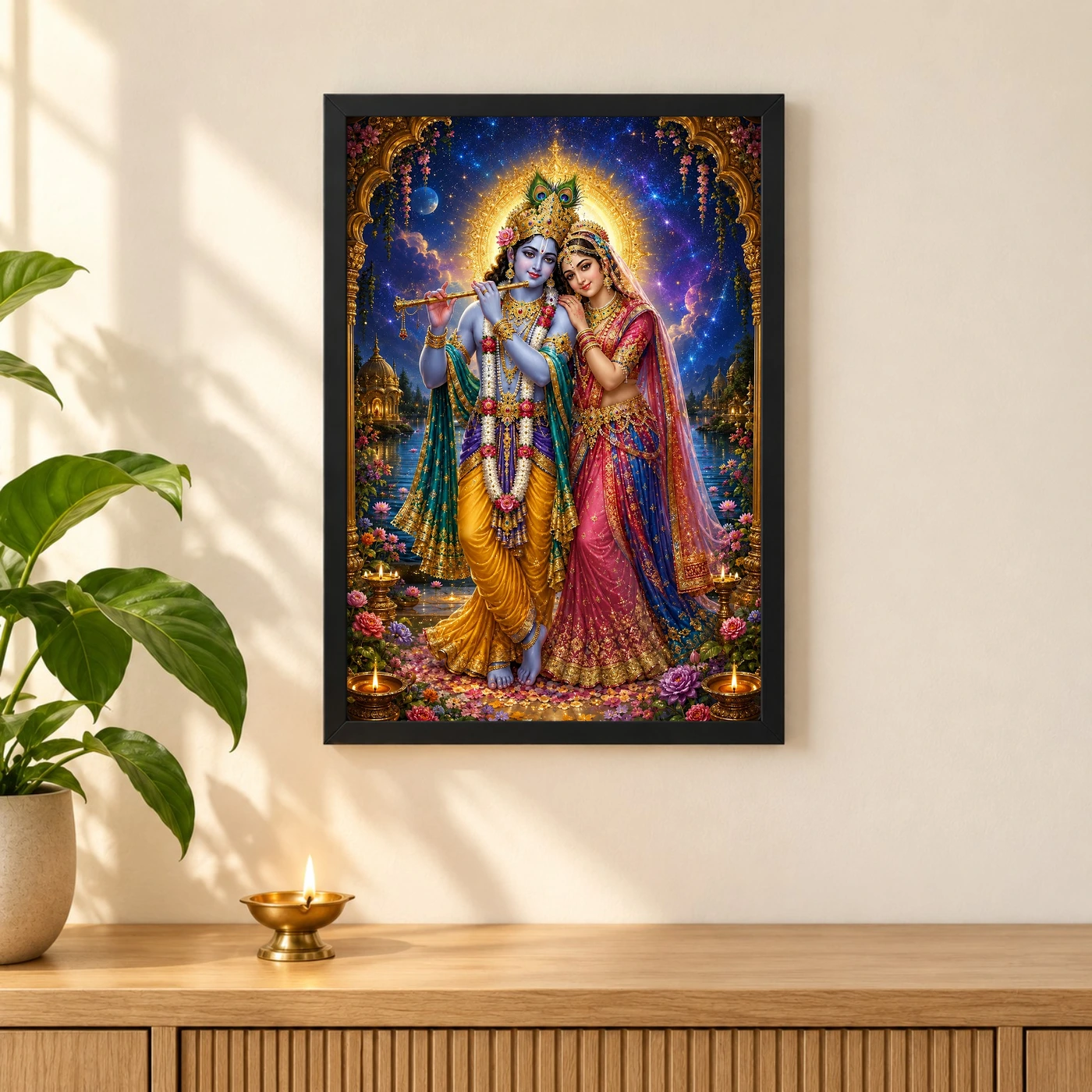 Radha Krishna Cosmic Celestial Aura Photo Frame, view 3