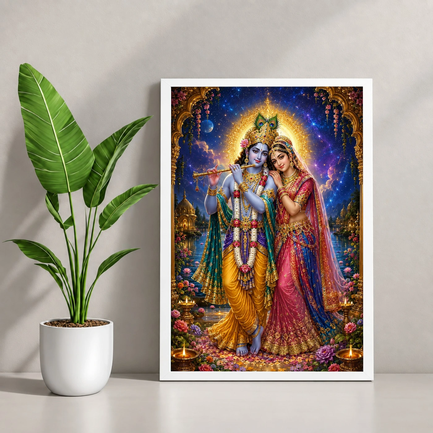 Radha Krishna Cosmic Celestial Aura Photo Frame, view 4