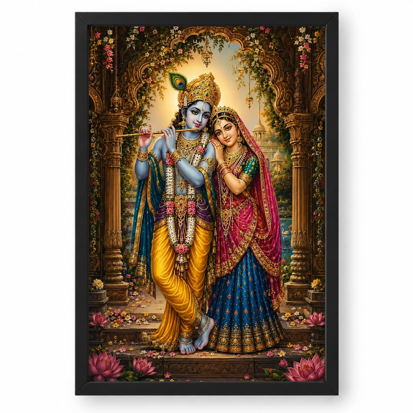 Radha Krishna Heritage Temple Architecture Backdrop Photo Frame
