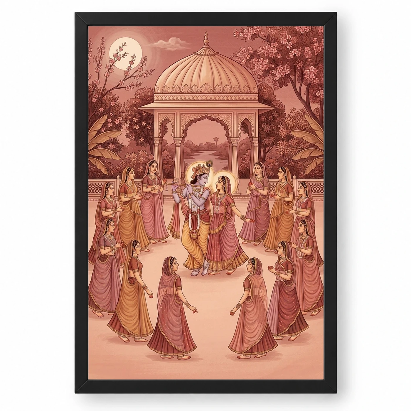 Radha Krishna Ras Leela Rajasthani Miniature Painting Photo Frame