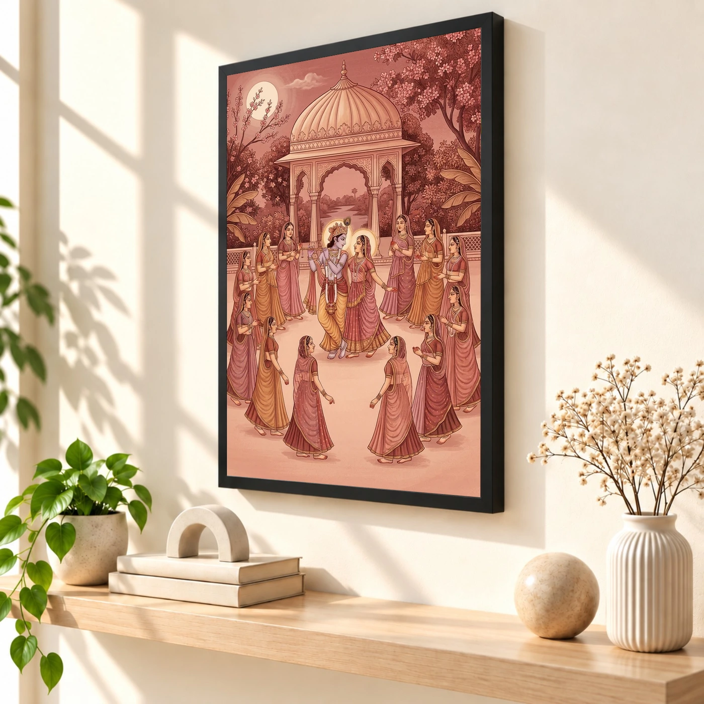 Radha Krishna Ras Leela Rajasthani Miniature Painting Photo Frame, view 2