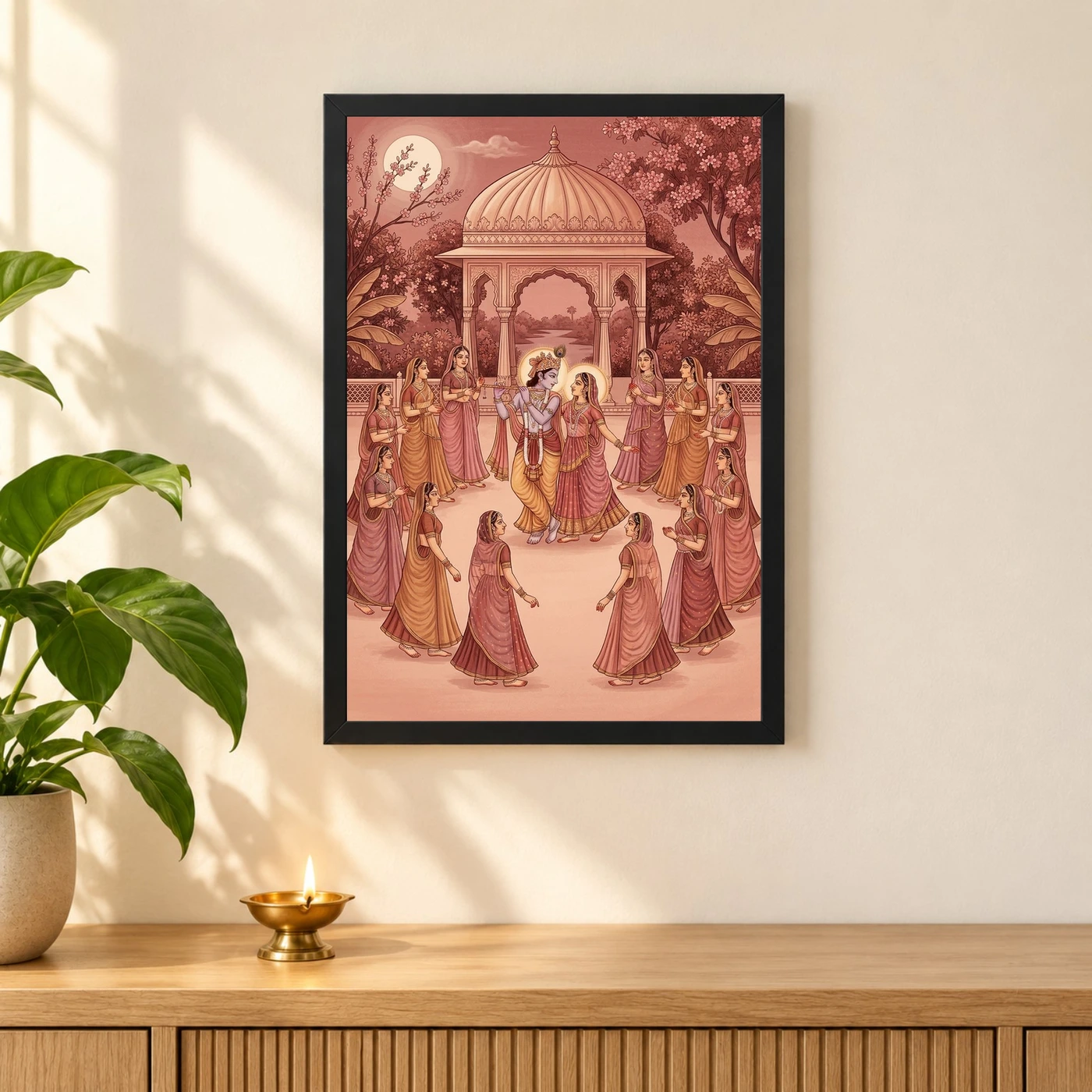 Radha Krishna Ras Leela Rajasthani Miniature Painting Photo Frame, view 3