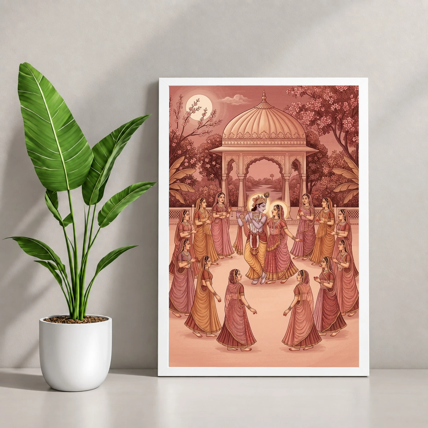 Radha Krishna Ras Leela Rajasthani Miniature Painting Photo Frame, view 4