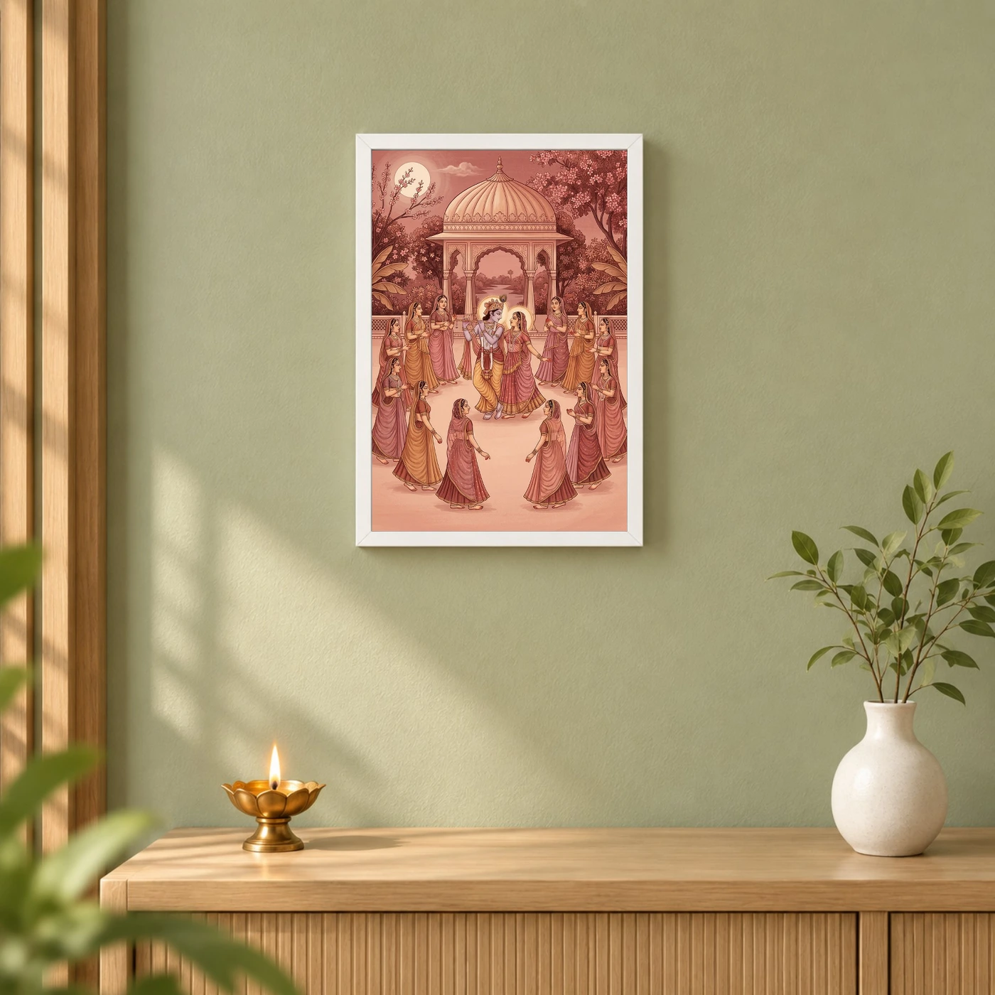 Radha Krishna Ras Leela Rajasthani Miniature Painting Photo Frame, view 6