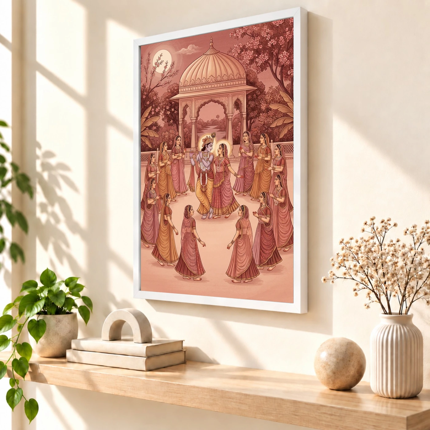 Radha Krishna Ras Leela Rajasthani Miniature Painting Photo Frame, view 7