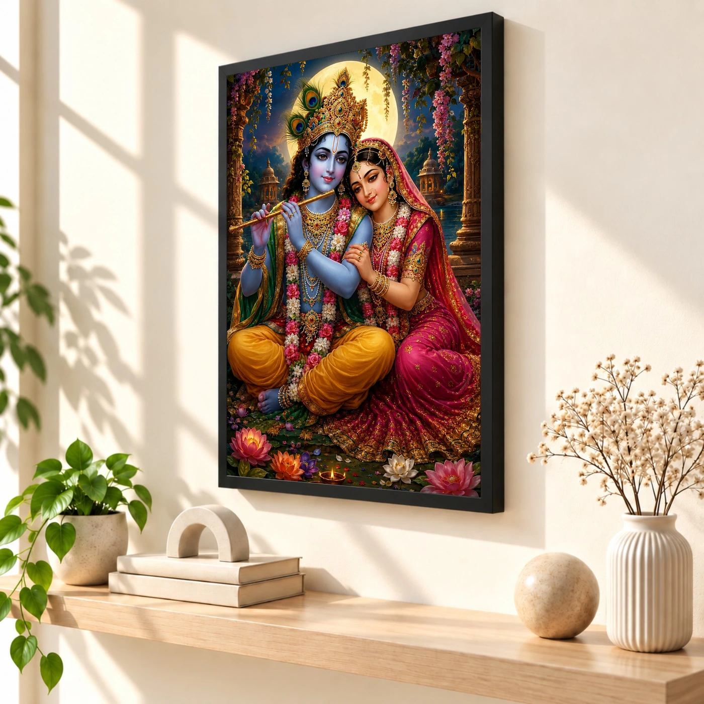 Radha Krishna Royal Jewel-Toned Portrait Photo Frame, view 2