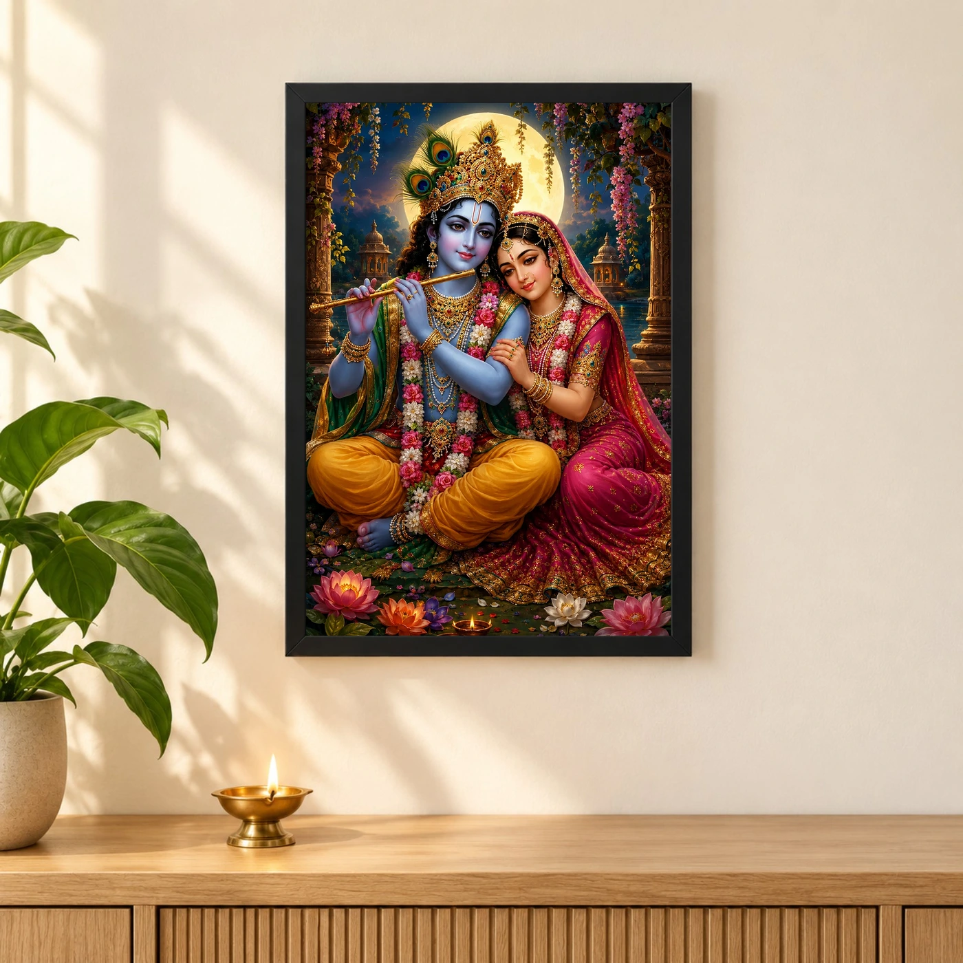 Radha Krishna Royal Jewel-Toned Portrait Photo Frame, view 3