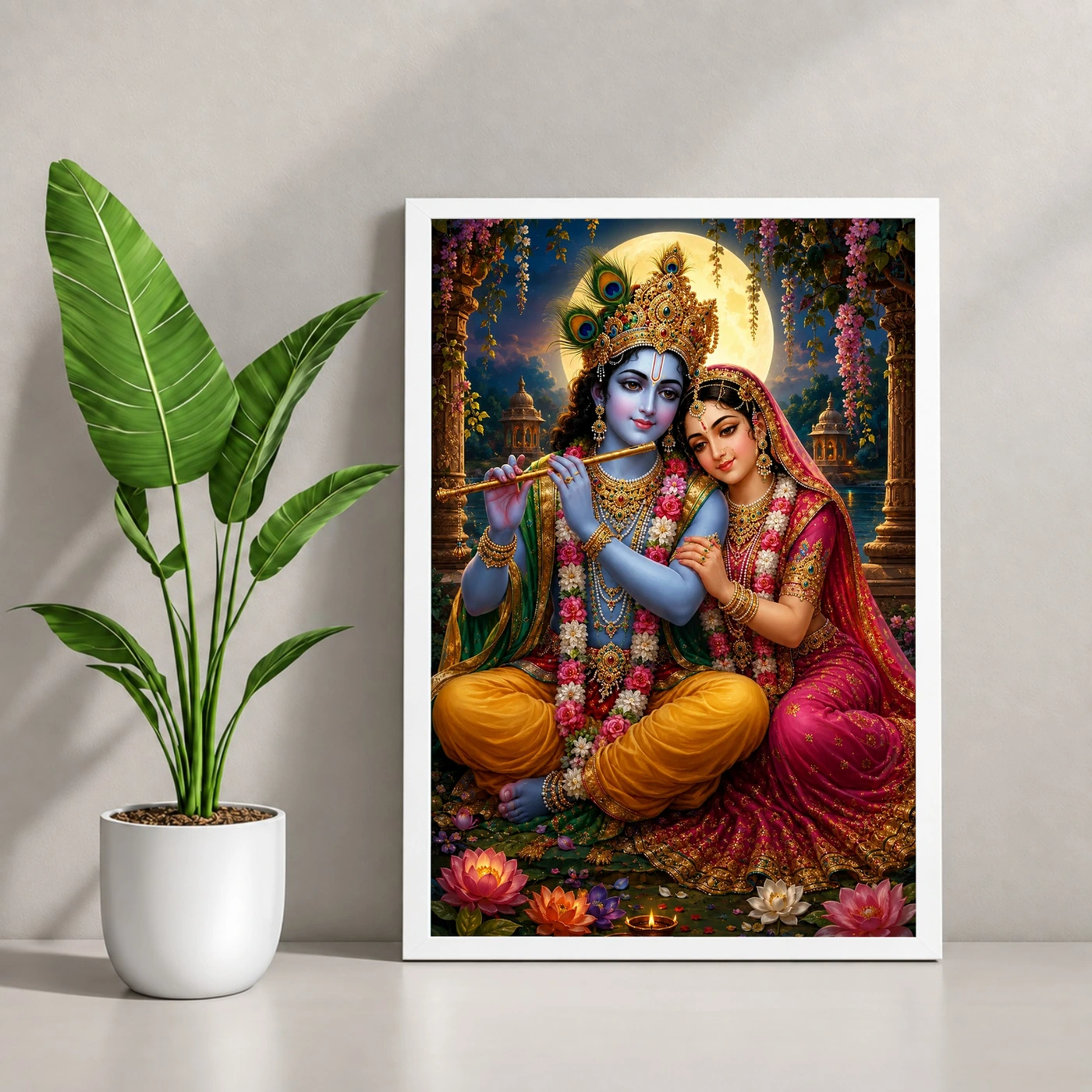 Radha Krishna Royal Jewel-Toned Portrait Photo Frame, view 4