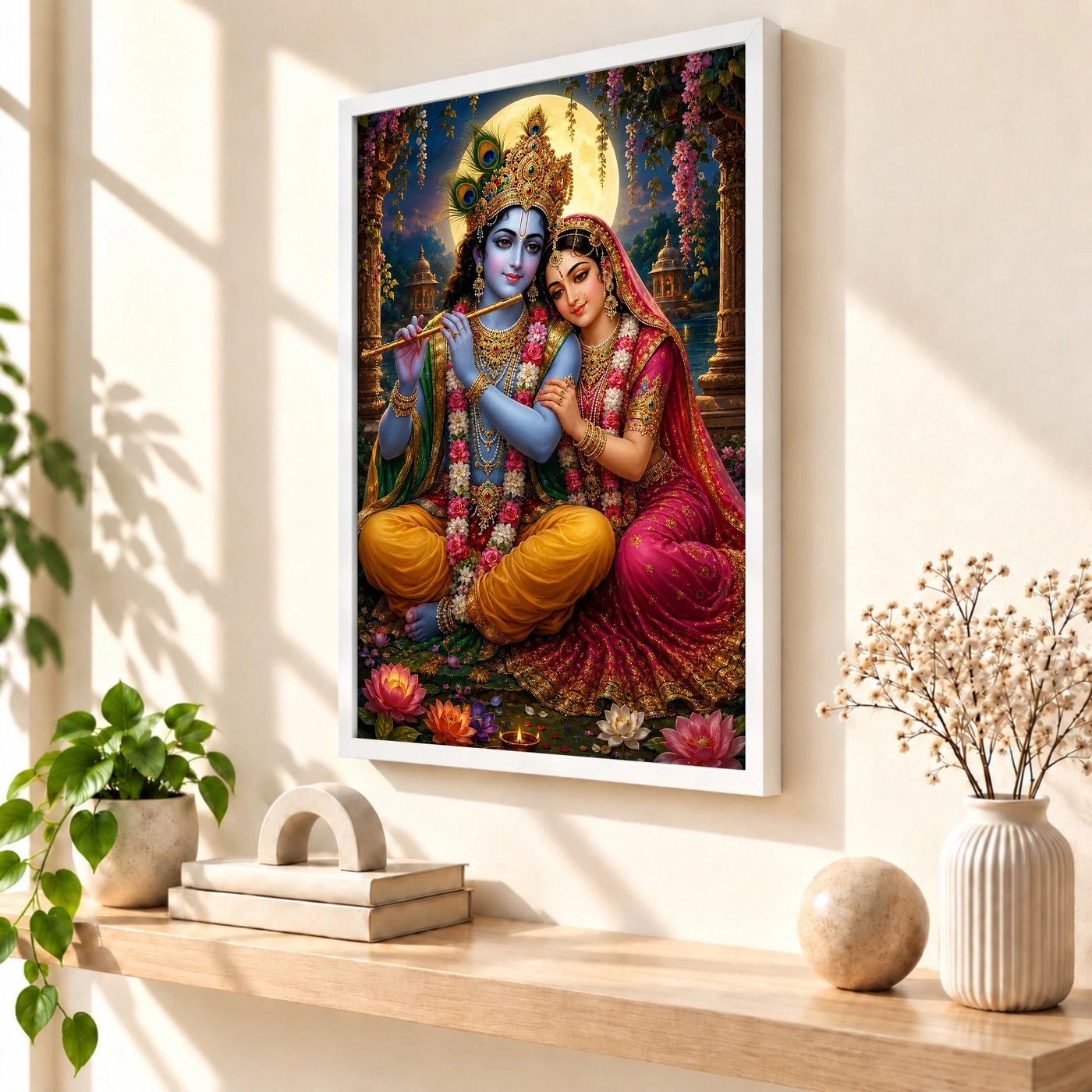 Radha Krishna Royal Jewel-Toned Portrait Photo Frame, view 7