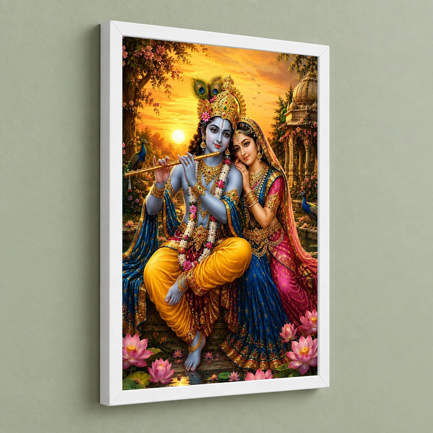 Radha Krishna Serene Sunrise Blessing Photo Frame, view 5