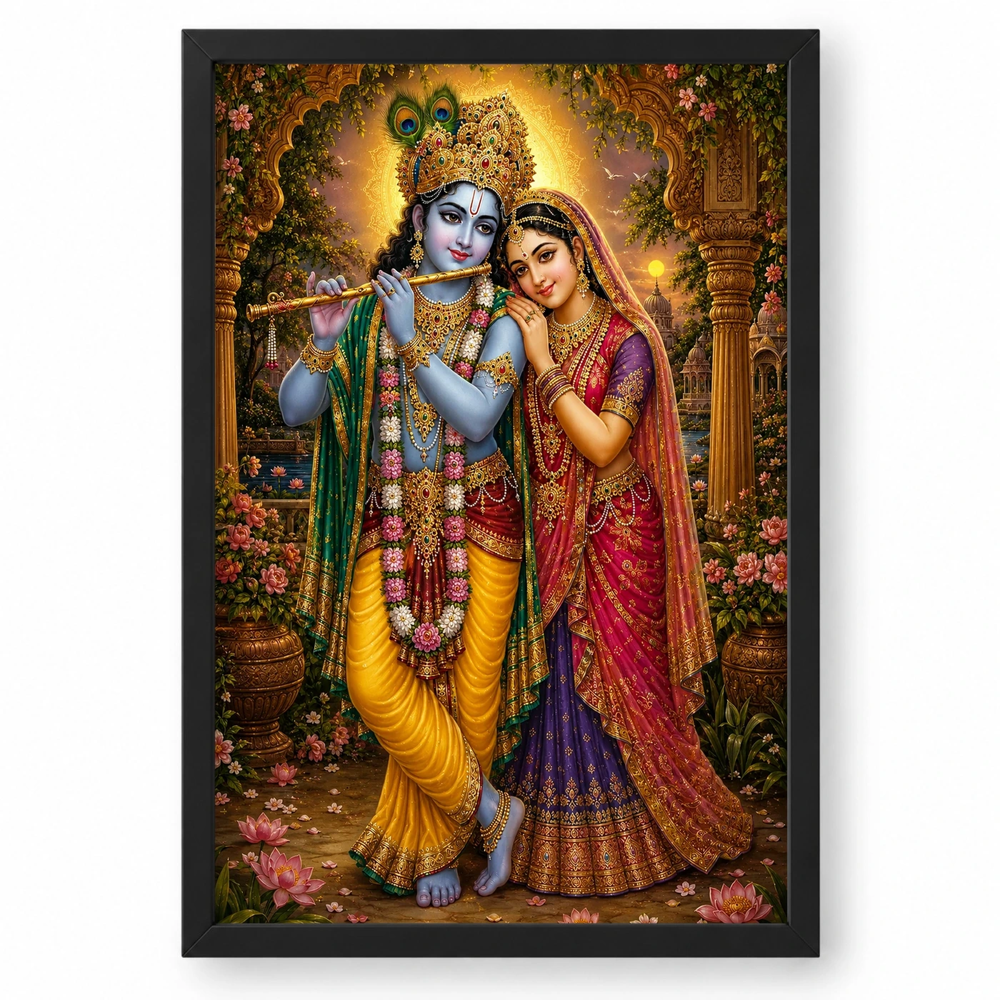Radha Krishna Traditional Indian Miniature-Inspired Devotional Art Photo Frame