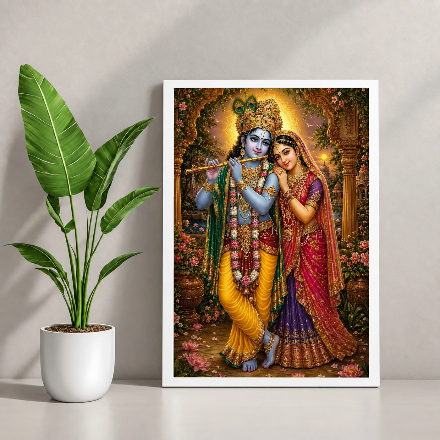 Radha Krishna Traditional Indian Miniature-Inspired Devotional Art Photo Frame, view 4