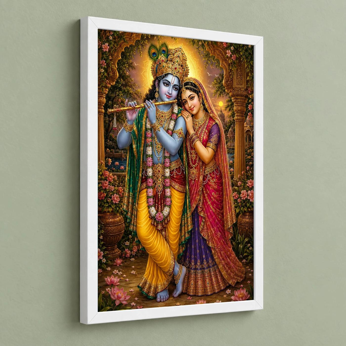 Radha Krishna Traditional Indian Miniature-Inspired Devotional Art Photo Frame, view 5