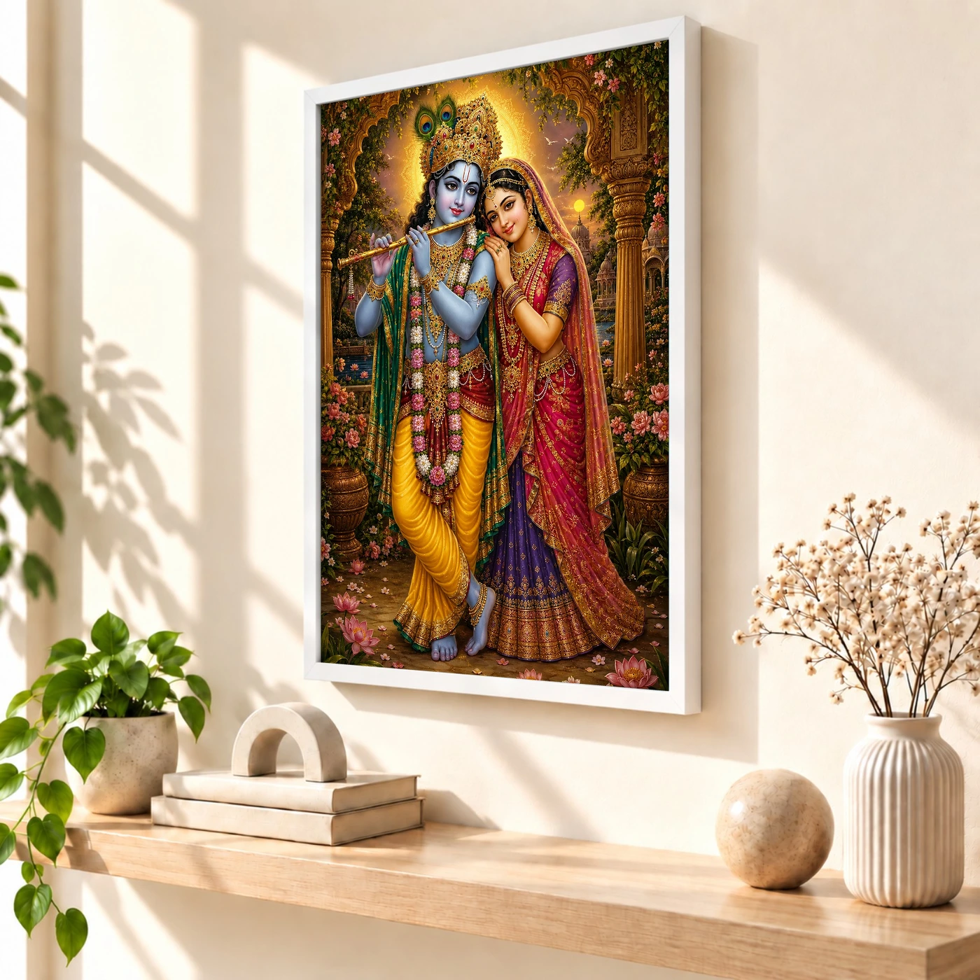 Radha Krishna Traditional Indian Miniature-Inspired Devotional Art Photo Frame, view 7