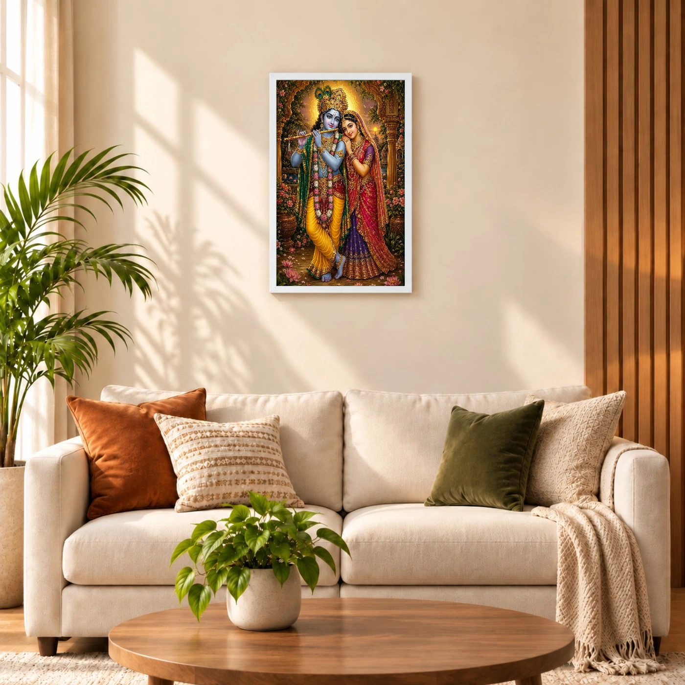Radha Krishna Traditional Indian Miniature-Inspired Devotional Art Photo Frame, view 9