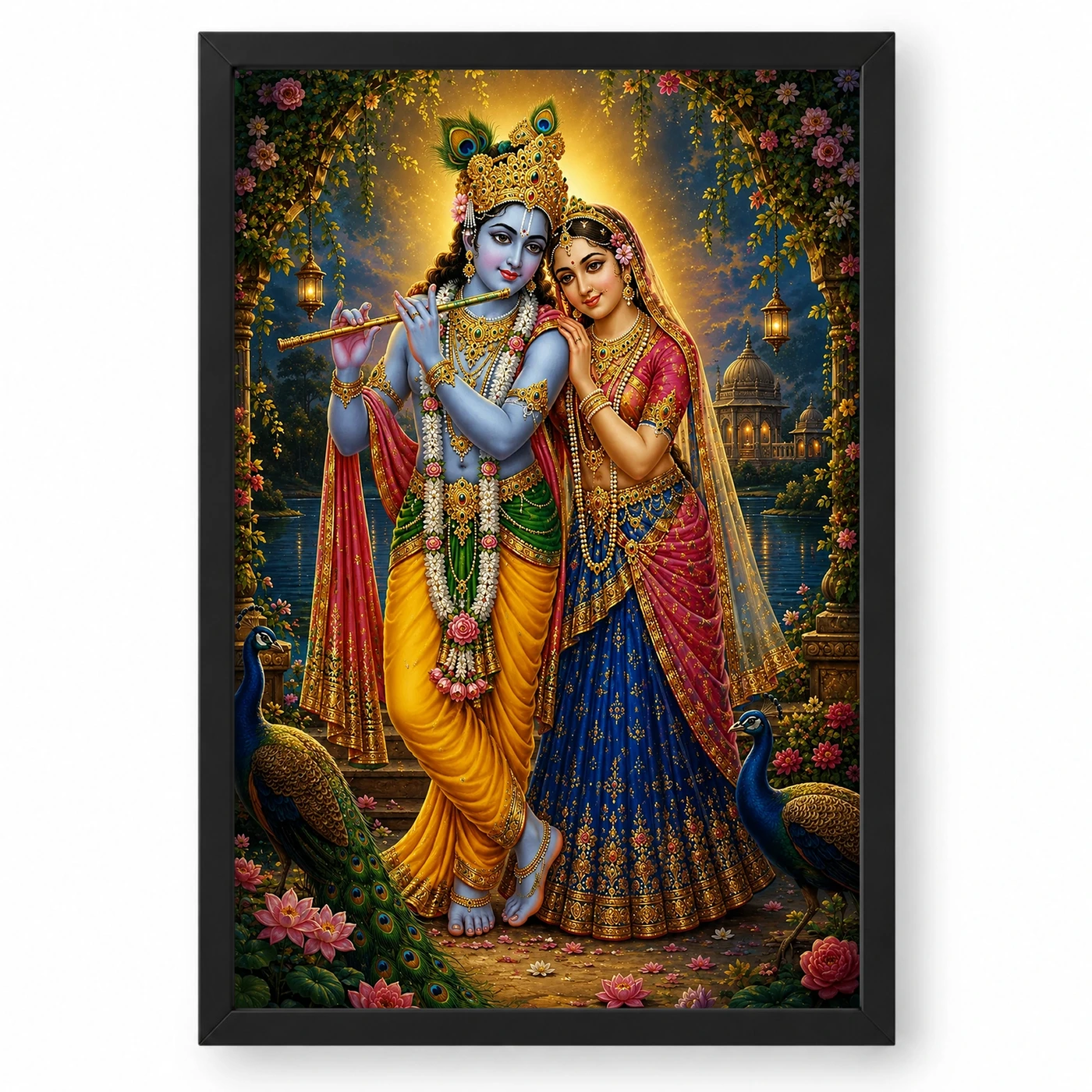 Radha Krishna Vivid Premium Spiritual Poster Art Photo Frame