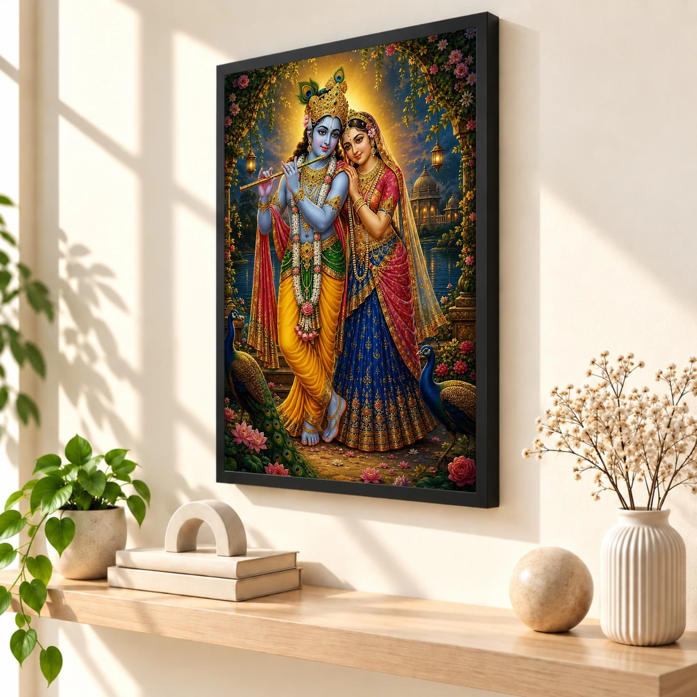 Radha Krishna Vivid Premium Spiritual Poster Art Photo Frame, view 2