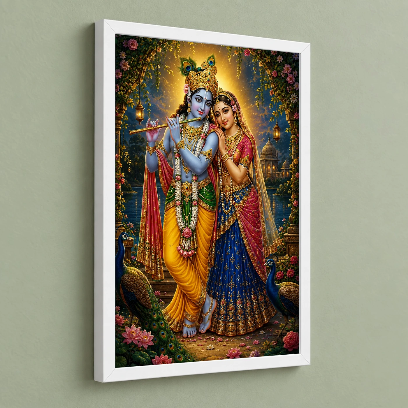 Radha Krishna Vivid Premium Spiritual Poster Art Photo Frame, view 5