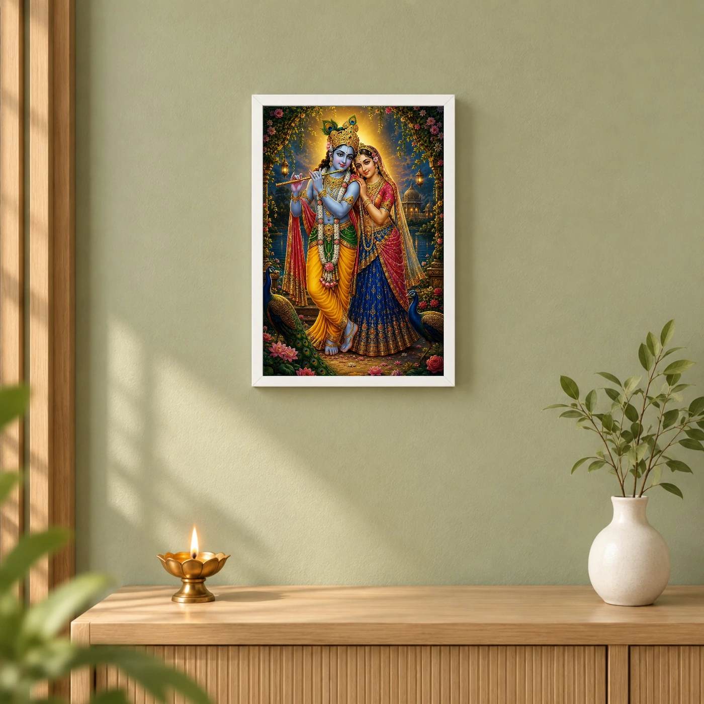 Radha Krishna Vivid Premium Spiritual Poster Art Photo Frame, view 6