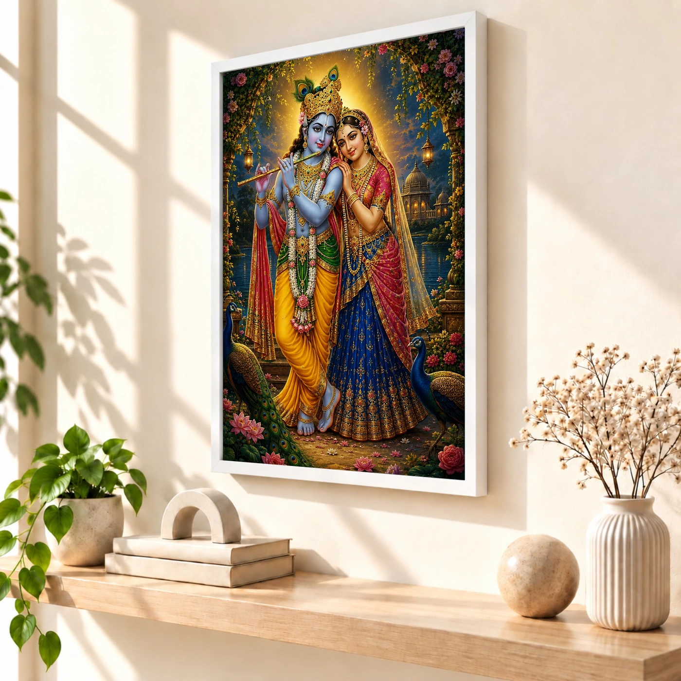 Radha Krishna Vivid Premium Spiritual Poster Art Photo Frame, view 7