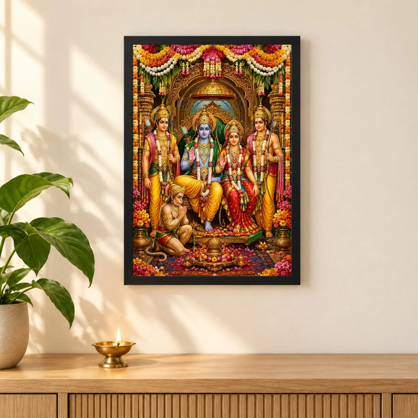 Ram Darbar Grand Festival Flower Decoration Photo Frame, view 3