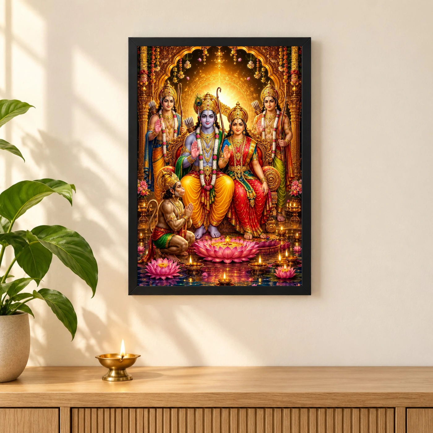 Ram Darbar Lotus And Diya Radiance Photo Frame, view 3