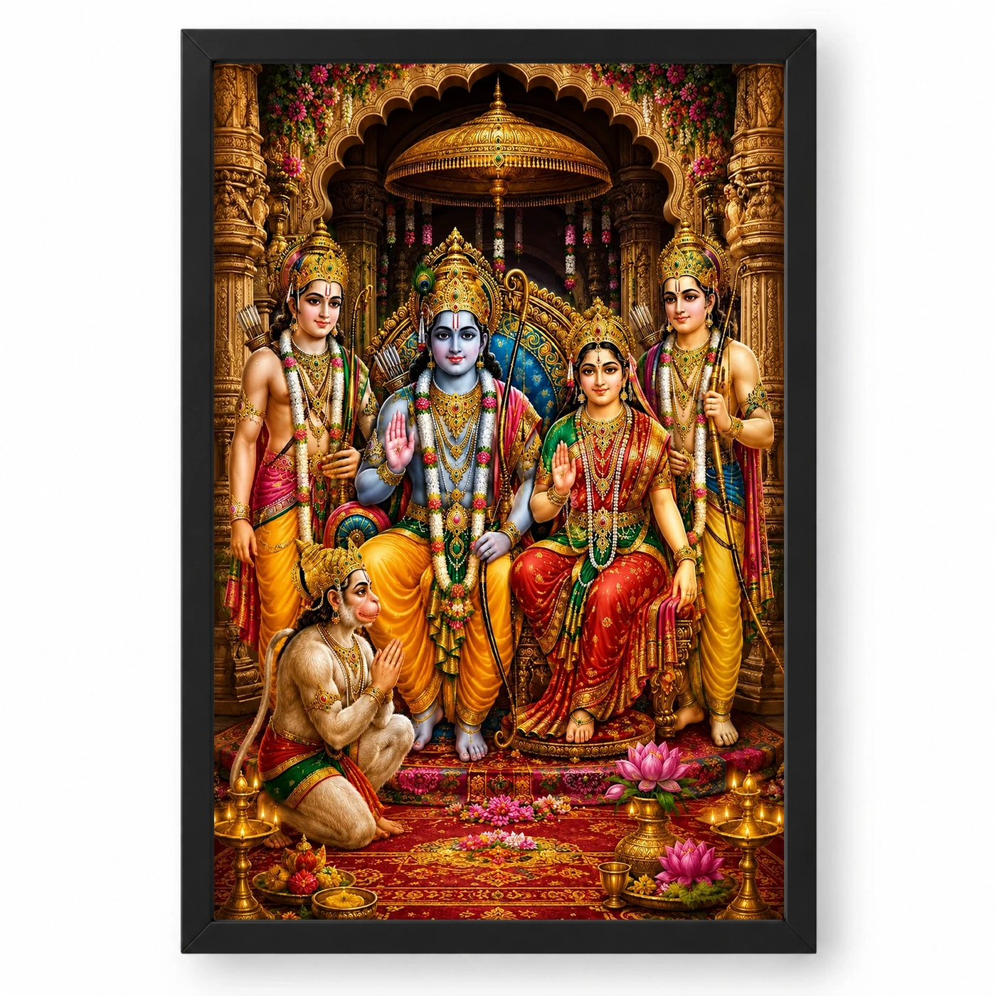 Ram Darbar Peaceful Home Mandir Composition Photo Frame
