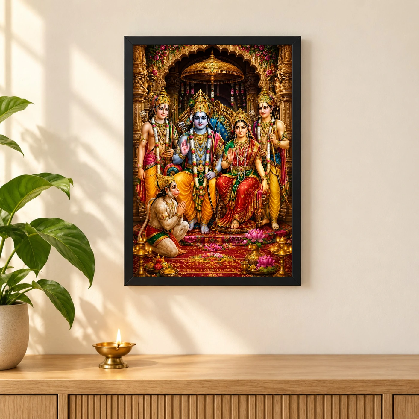 Ram Darbar Peaceful Home Mandir Composition Photo Frame, view 3