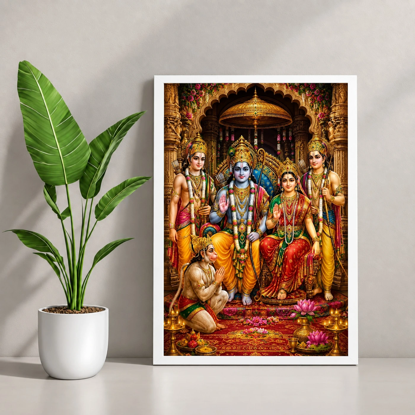 Ram Darbar Peaceful Home Mandir Composition Photo Frame, view 4