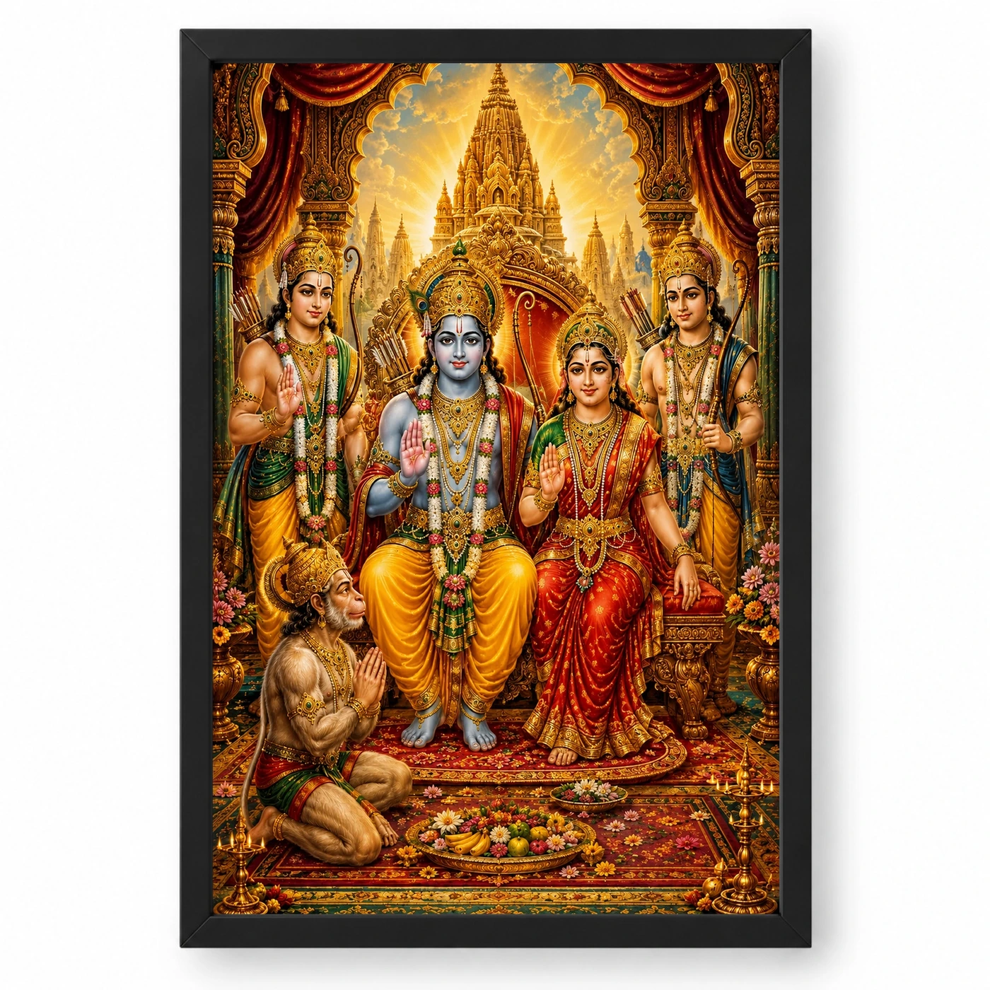 Ram Darbar Traditional Indian Miniature-Inspired Devotional Art Photo Frame