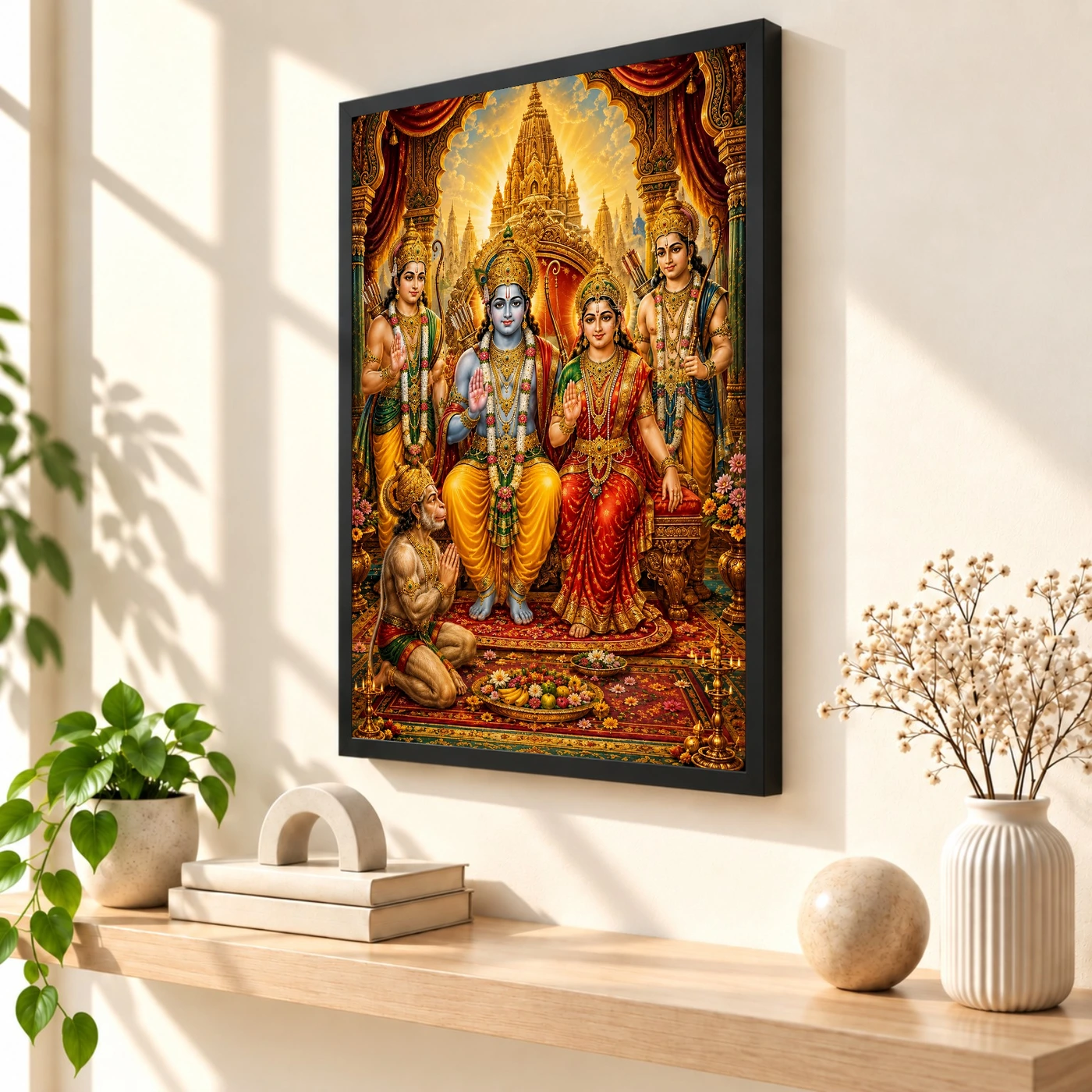 Ram Darbar Traditional Indian Miniature-Inspired Devotional Art Photo Frame, view 2