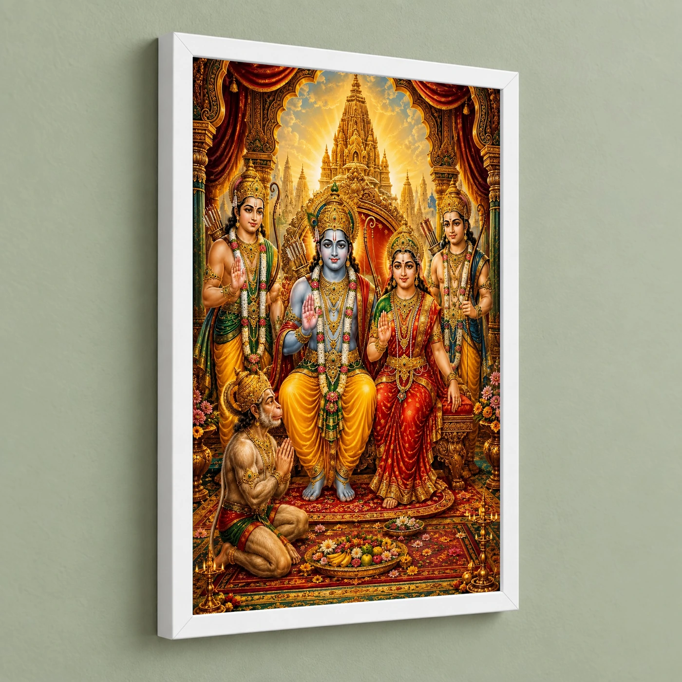 Ram Darbar Traditional Indian Miniature-Inspired Devotional Art Photo Frame, view 5