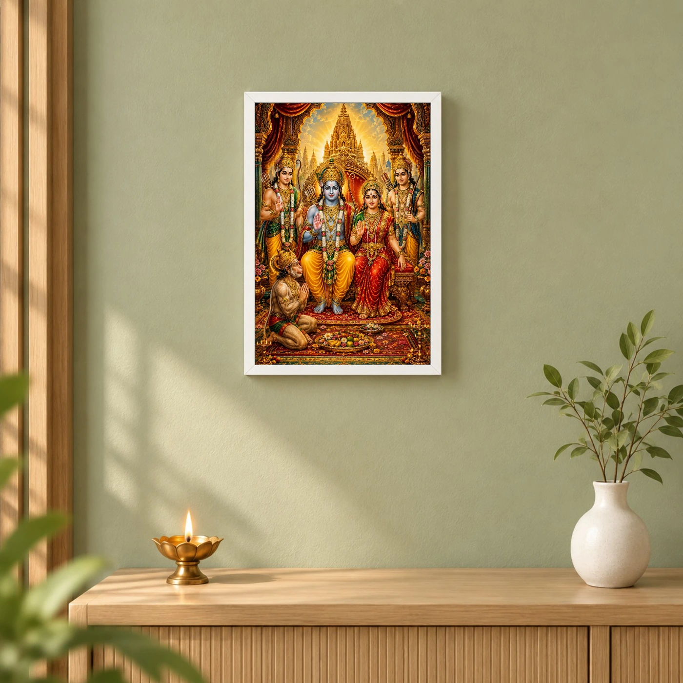 Ram Darbar Traditional Indian Miniature-Inspired Devotional Art Photo Frame, view 6