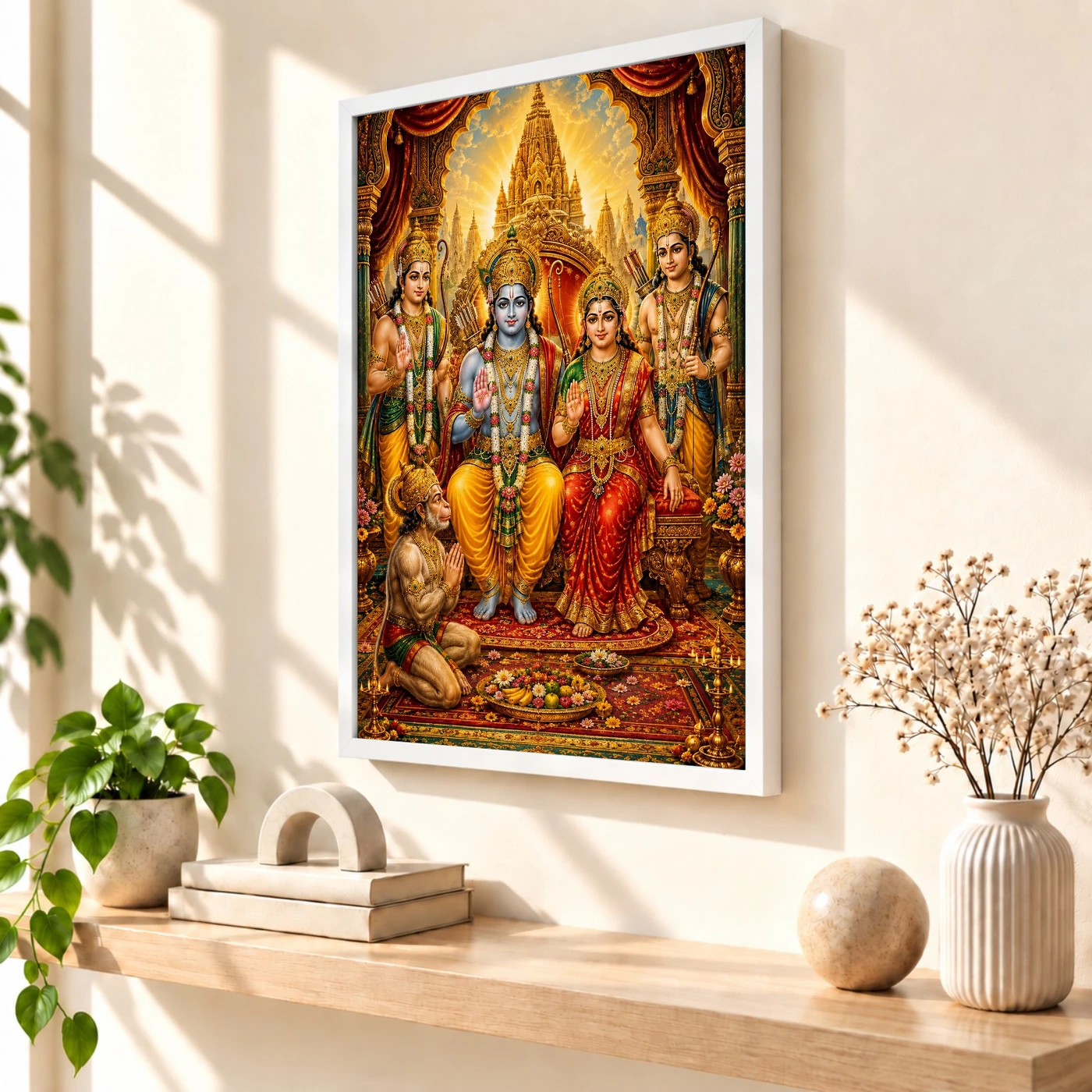 Ram Darbar Traditional Indian Miniature-Inspired Devotional Art Photo Frame, view 7