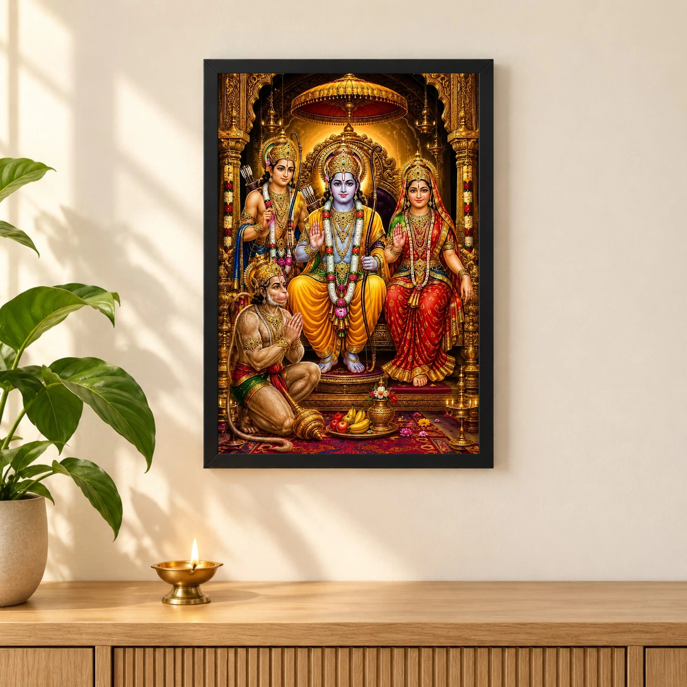 Ram Darbar Vivid Premium Spiritual Poster Art Photo Frame, view 3