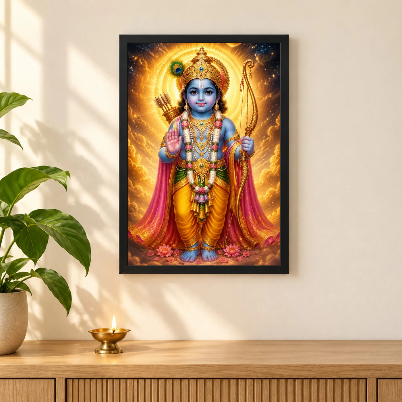 Ram Lalla Ayodhya Cosmic Celestial Aura Photo Frame, view 3