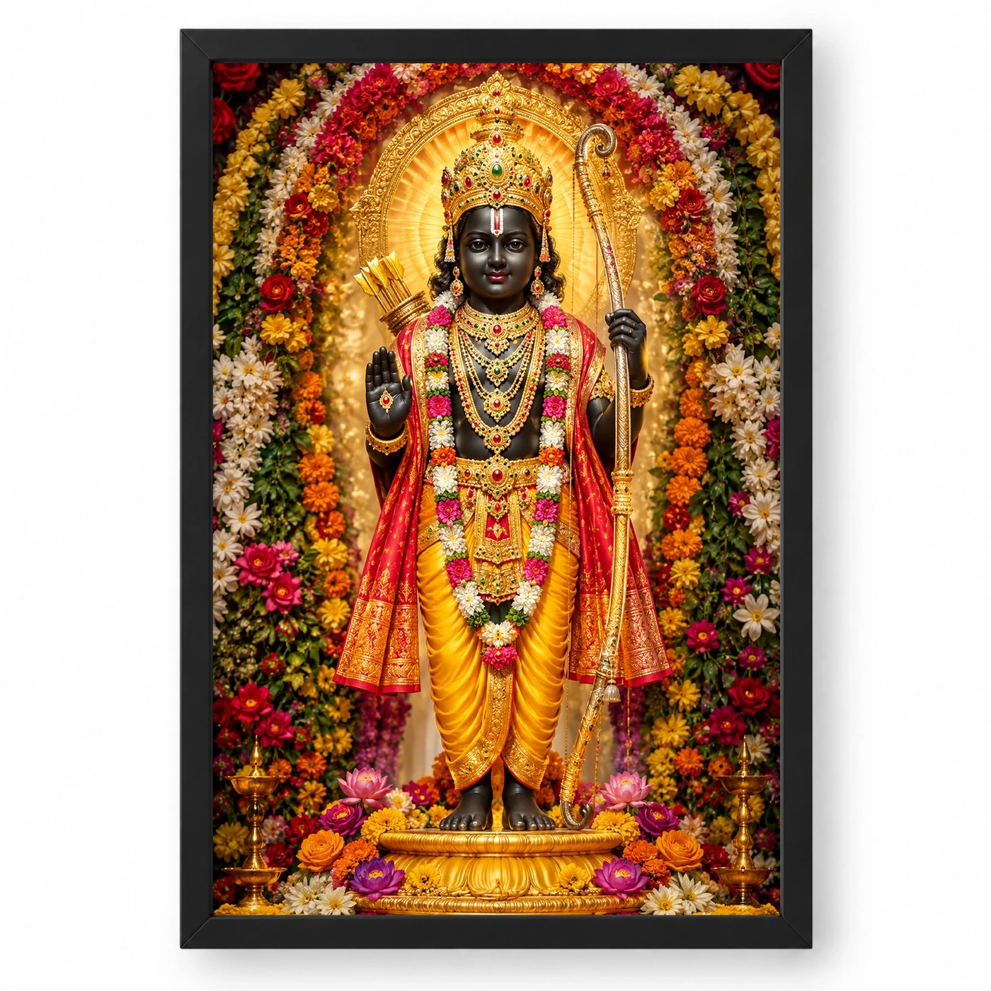 Ram Lalla Ayodhya Grand Festival Flower Decoration Photo Frame