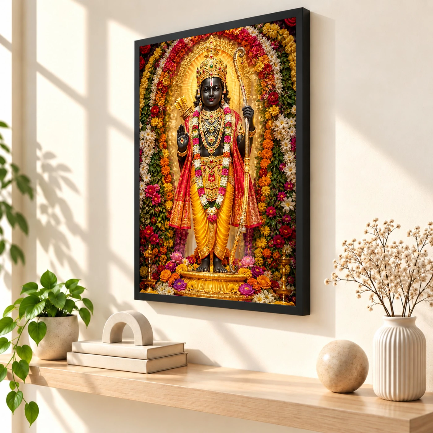 Ram Lalla Ayodhya Grand Festival Flower Decoration Photo Frame, view 2